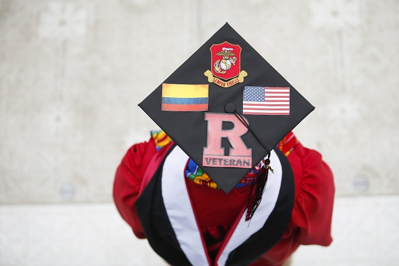A student at Rutgers University attends the 250th-anniversary commencement ceremony
