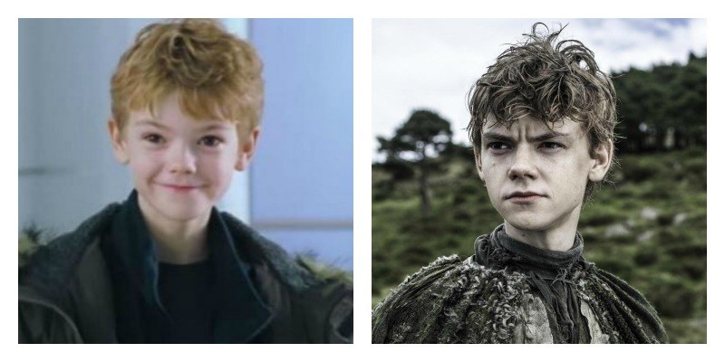 On the left is a picture of Thomas Brodie-Sangster in Love Actually. On the right is a picture of Thomas Brodie-Sangster in Game of Thrones.