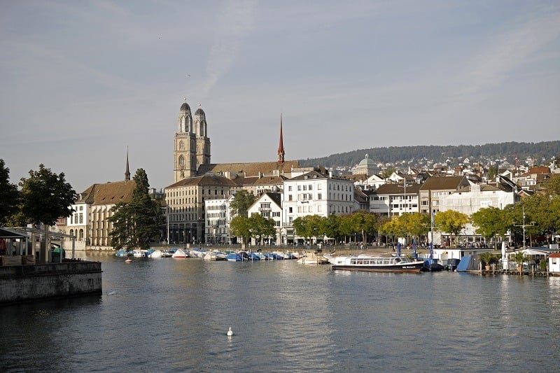 A general view of Zurich towards Grossmuenster church
