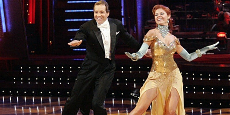 Steve Guttenberg and Anna Trebunskaya dancing on Dancing With the Stars.