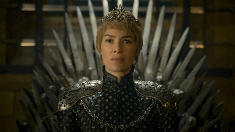 Cersei Lanniser wears a grown as she sits on the Iron Throne in a scene from the 'Game of Thrones' Season 6 finale.