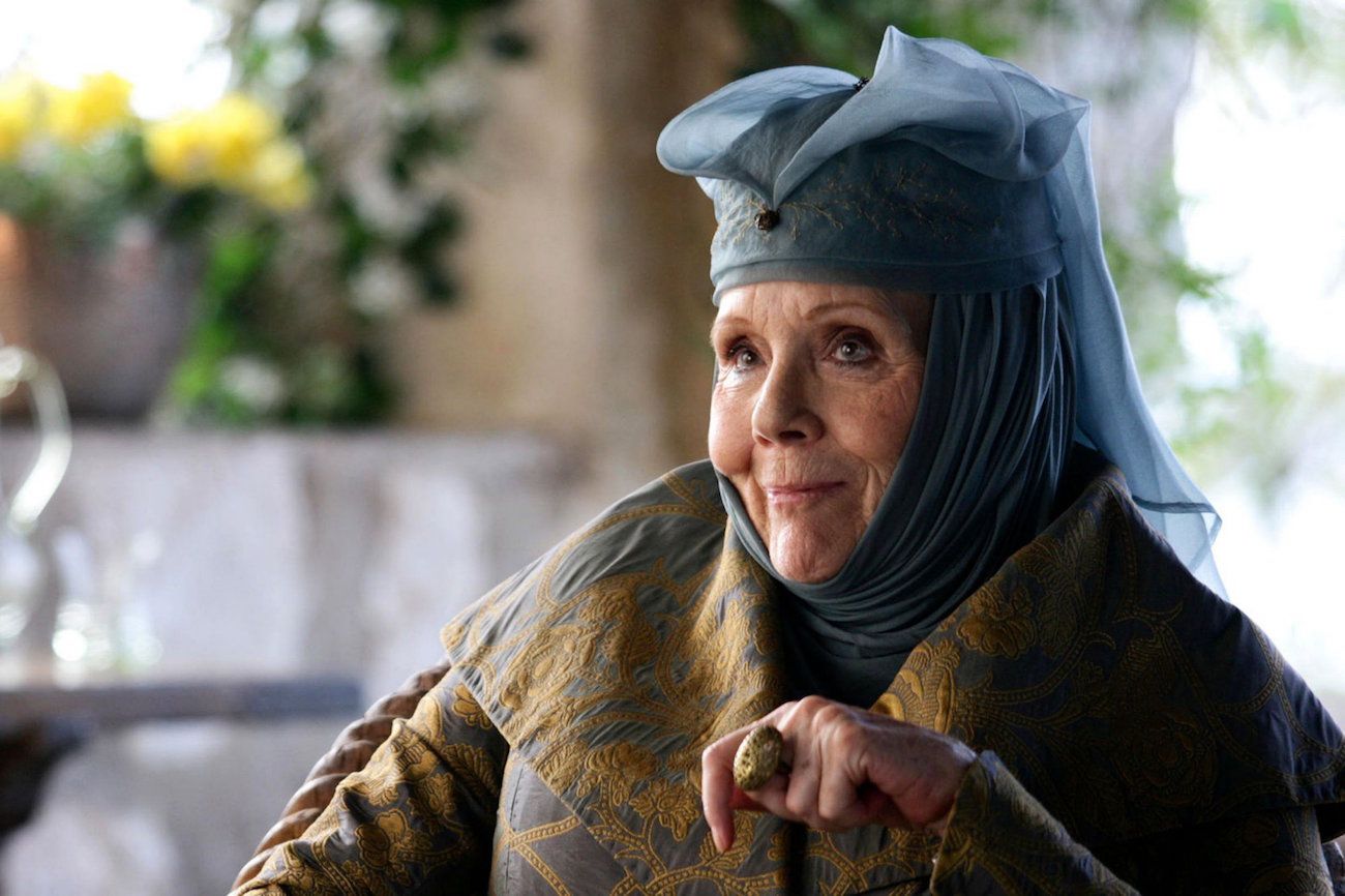 Lady Olenna Tyrell smirks during a conversation in a scene from HBO's 'Game of Thrones.'