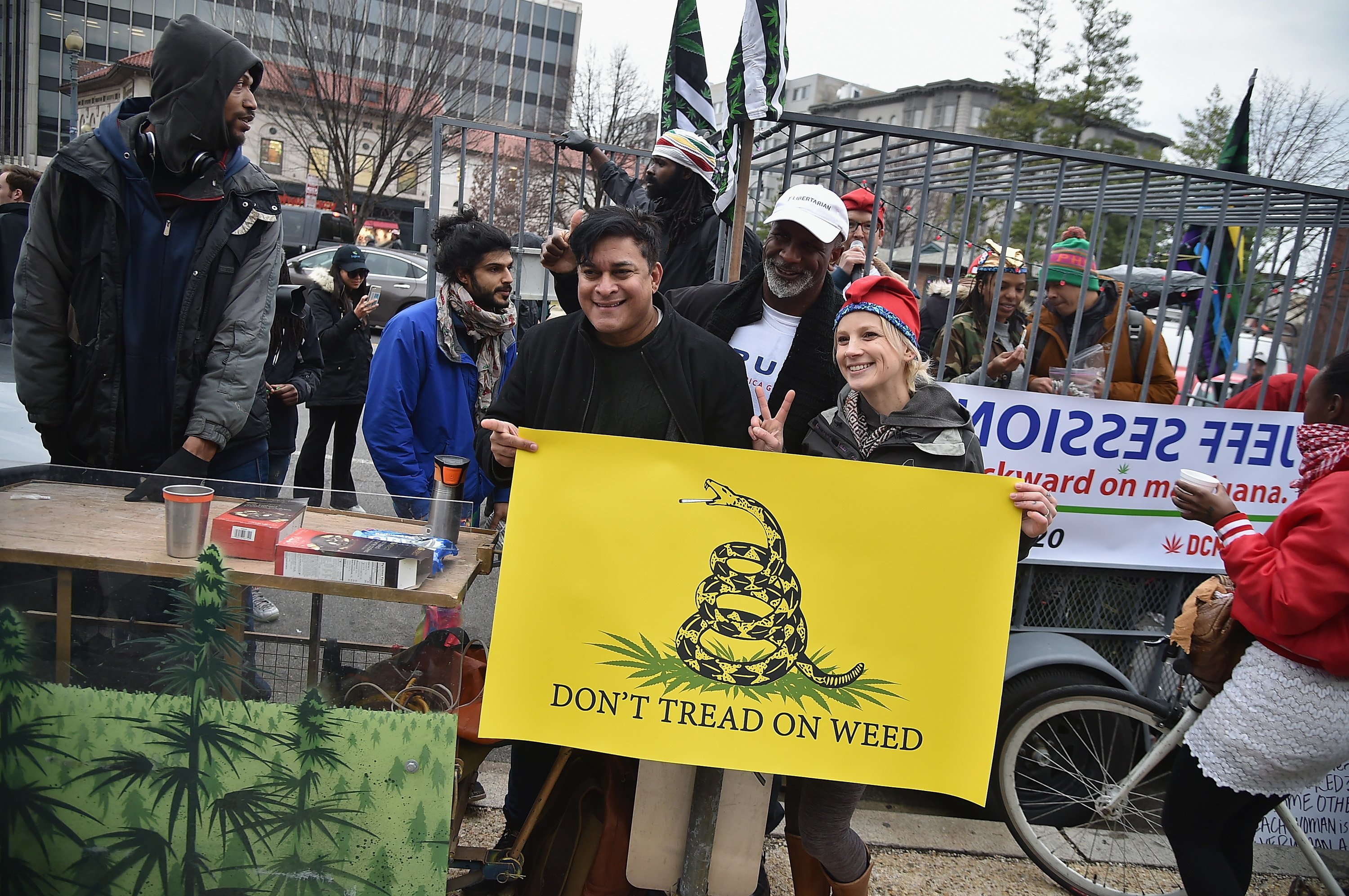People rally in Washington, D.C., in favor of marijuana legalization.