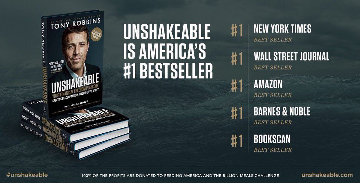 Cover art and accolades for Unshakeable, by Tony Robbins