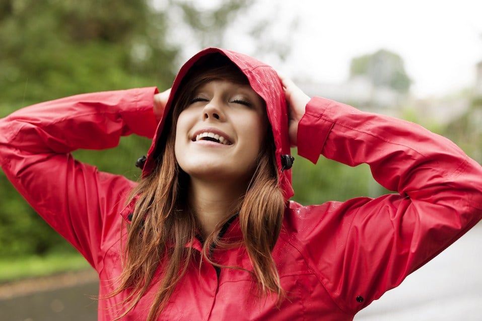 woman in rain coat