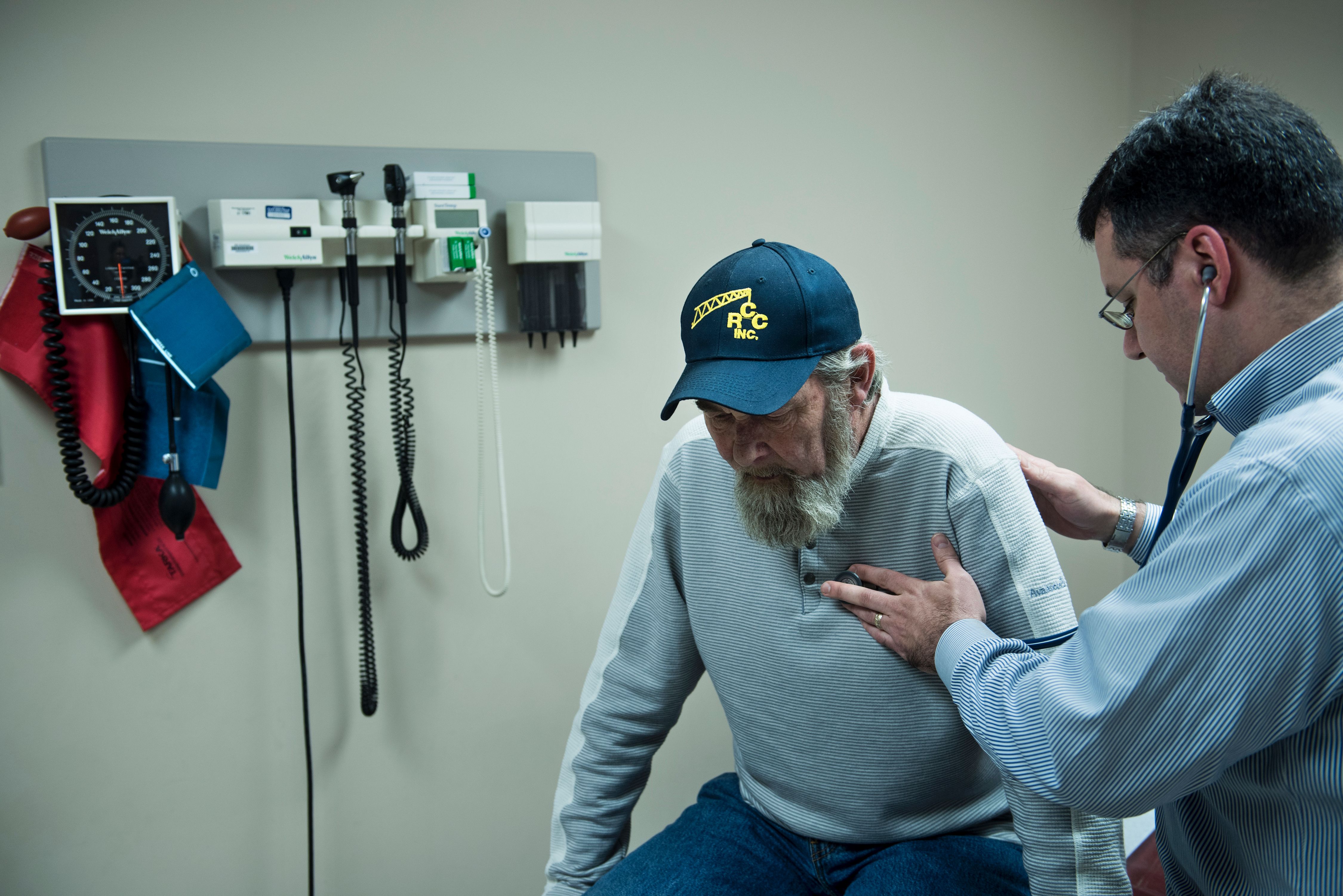 A lung cancer patient receives treatment at a West Virginia hospital