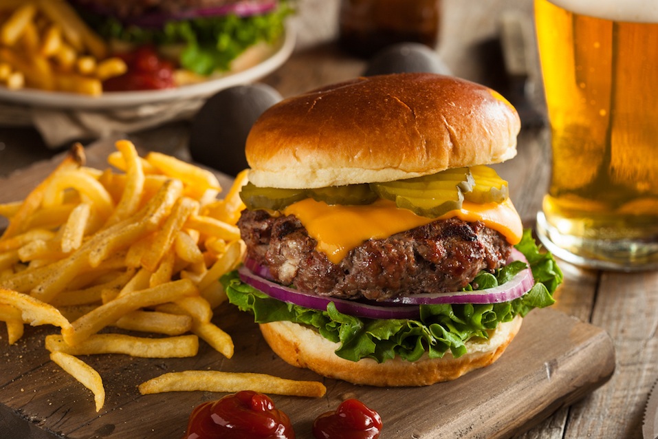 Huge grass fed bison hamburger
