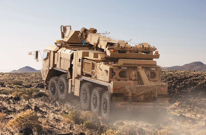 An MMRS Demonstrator drives up a rocky incline.