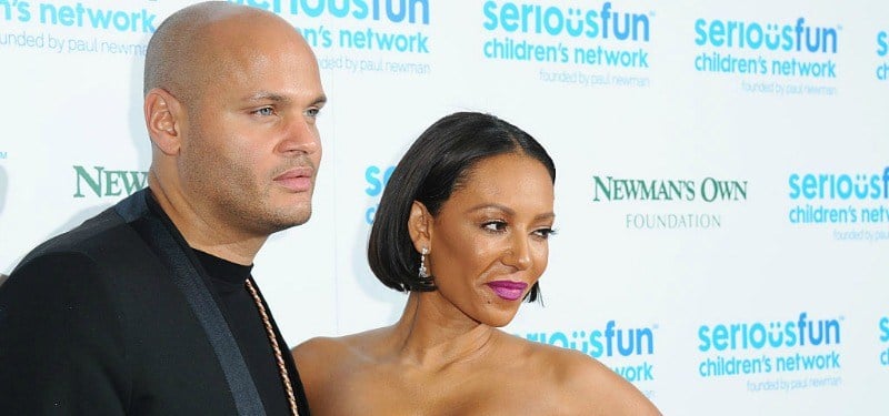 This is a picture from the side of Mel B and Stephen Belafonte on the red carpet.