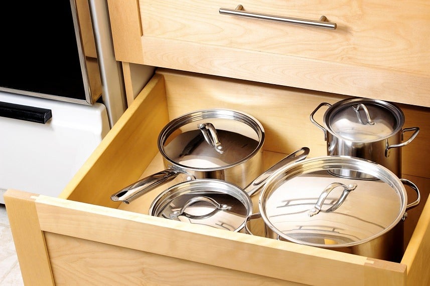 pots in a drawer