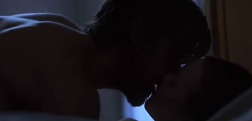 Ryan Gosling and Rachel McAdams silhouetted in the dark, on top of each other
