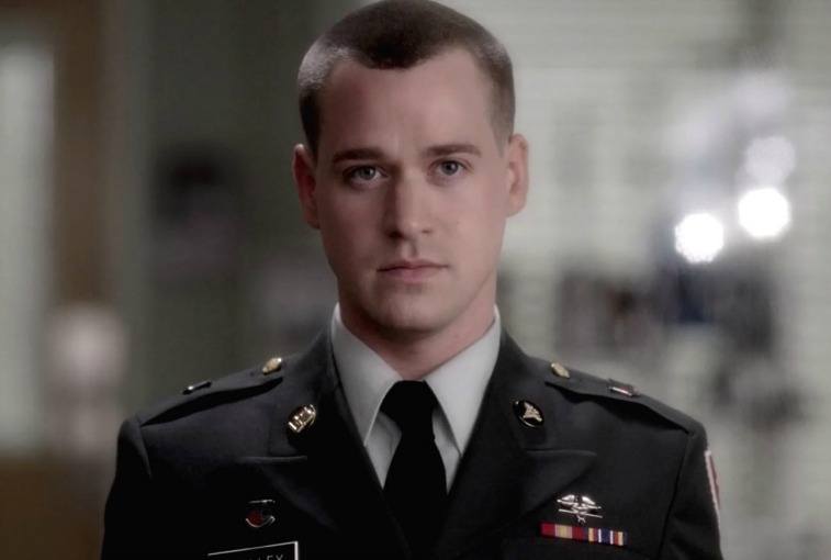 T.R. Knight as George O'Malley on Grey's Anatomy in military uniform