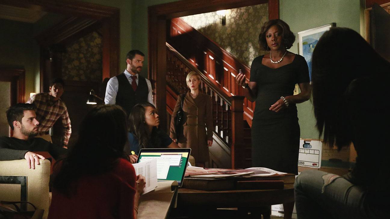 Annalise Keating addresses a room full of her students in a scene from 'How to Get Away With Murder.'