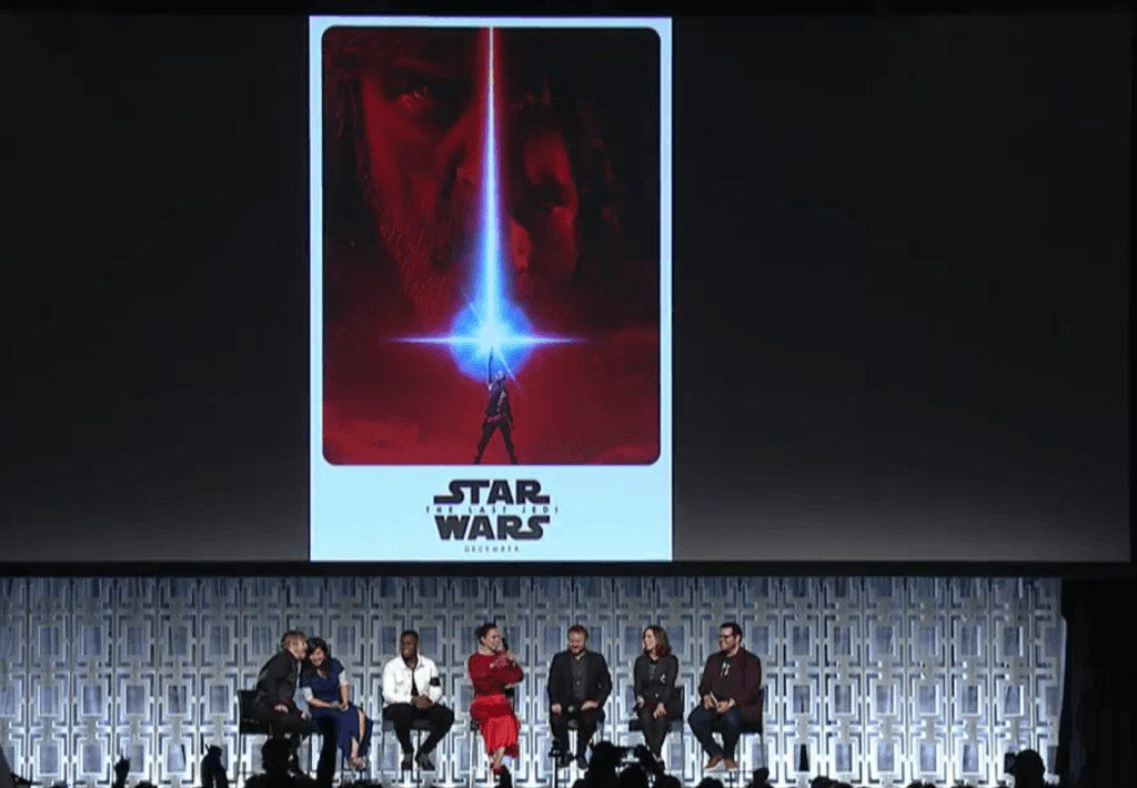 The poster for the Last Jedi, unveiled at a Star Wars Celebration panel