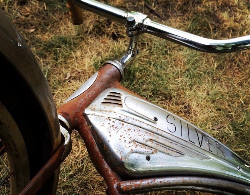 A rusted bike with the name Silver on it from the It remake