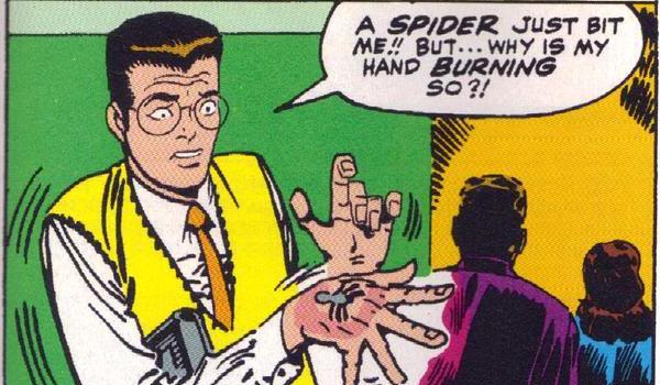 Peter Parker gets bitten by a radioactive spider in the original Marvel comic book