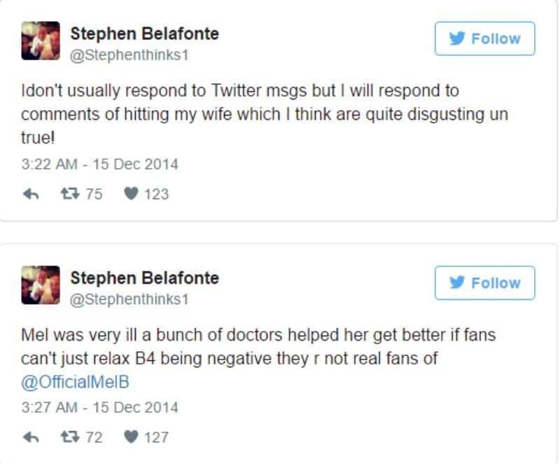 These are two screen shots of Stephen Belafonte's tweets.
