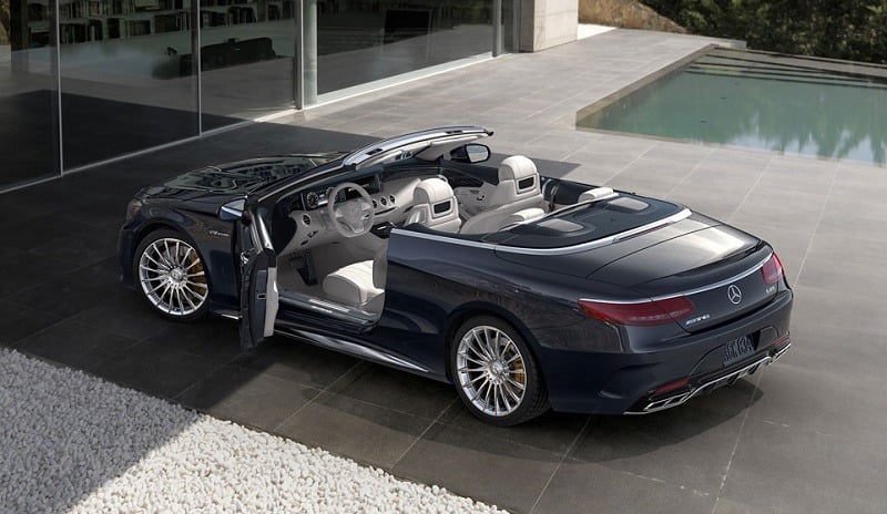 View of Mercedes S-Class Cabriolet from three-quarter back angle
