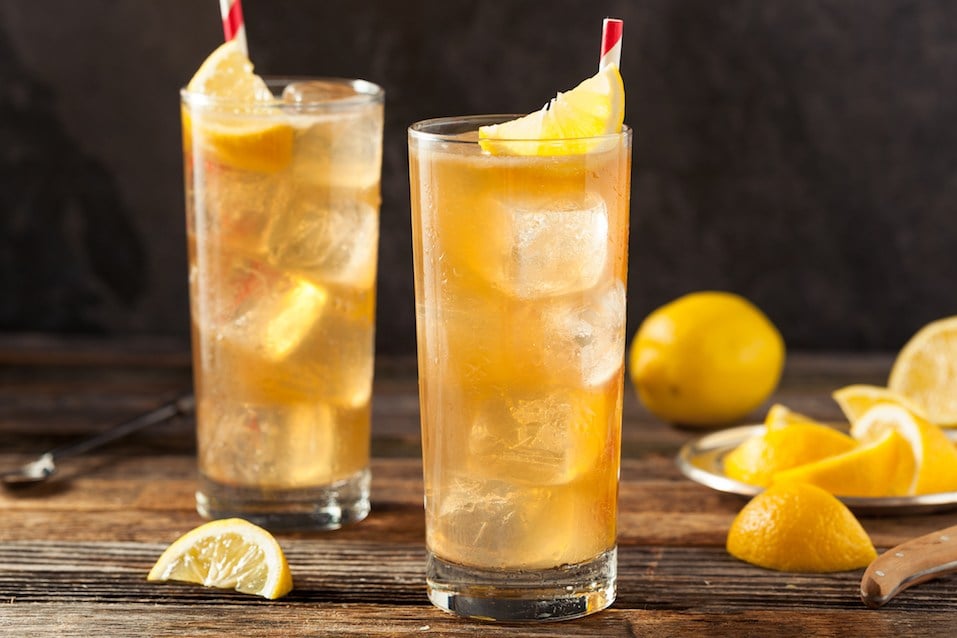 Boozy Long Island Iced Tea with a Lemon Garnish