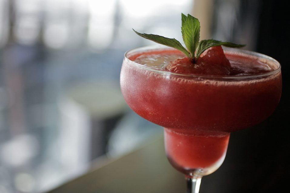 Frozen Strawberry Daiquiri with shallow focus