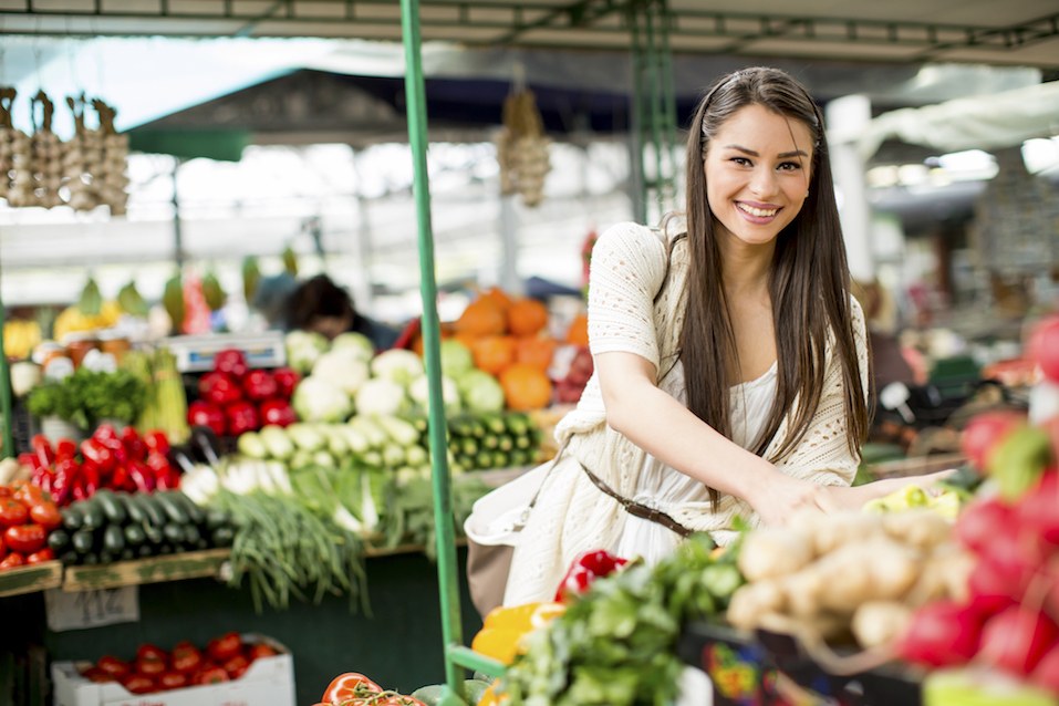 Young woman on the market