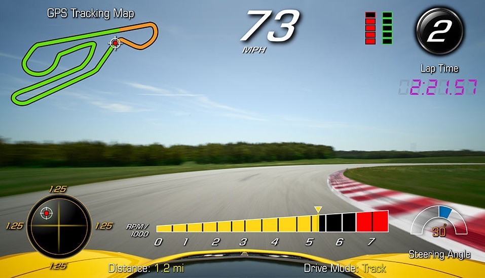 View of the Corvette's performance data recorder