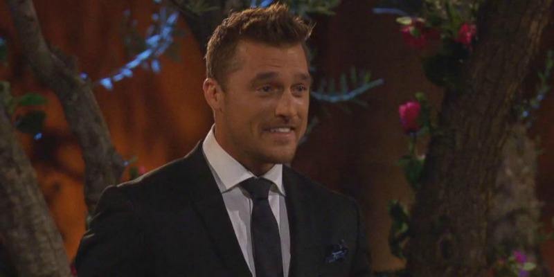 Chris Soules is smiling on the first night of The Bachelor.