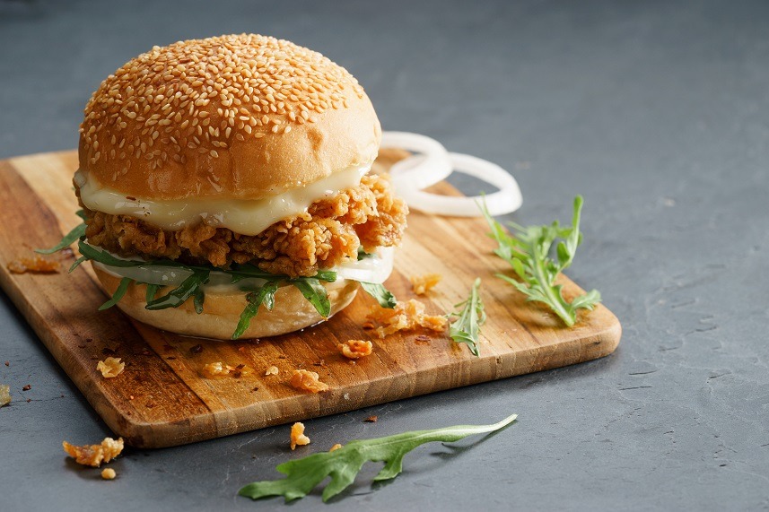 fired chicken with arugula and mayonnaise