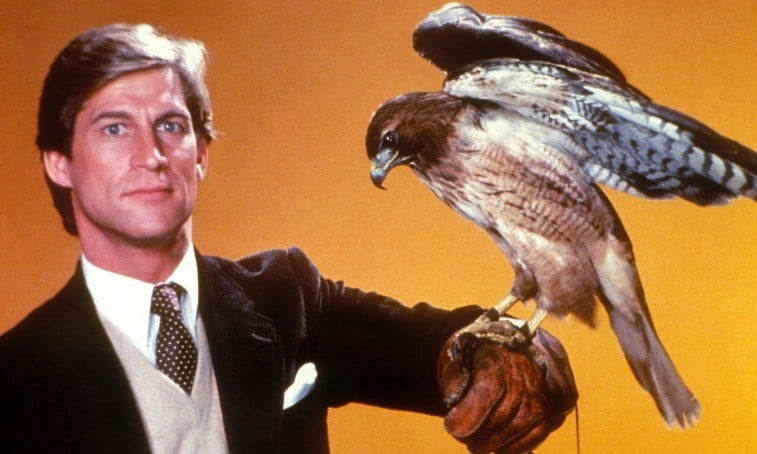 Dr. Jonathan Chase holds a hawk on his arm