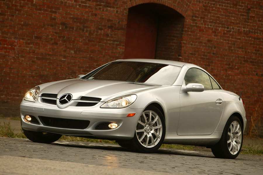 View of 2008 Mercedes-Benz SLK sports car in silver