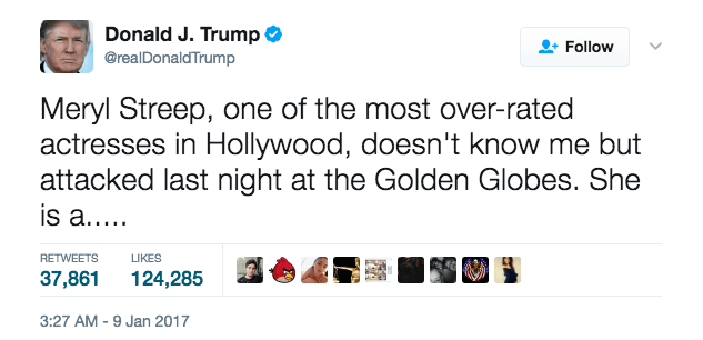 One of Trump's tweets about Meryl Streep