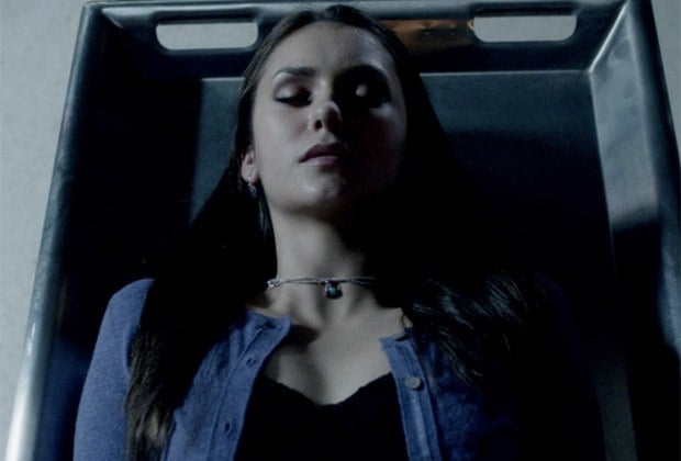 Elena lying dead in the morgue