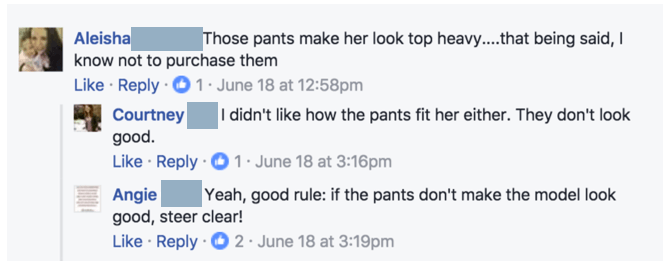 Shoppers not liking the pants