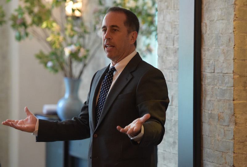 Host Jerry Seinfeld speaks at the GOOD+ Foundation & MR PORTER Host Fatherhood Lunch