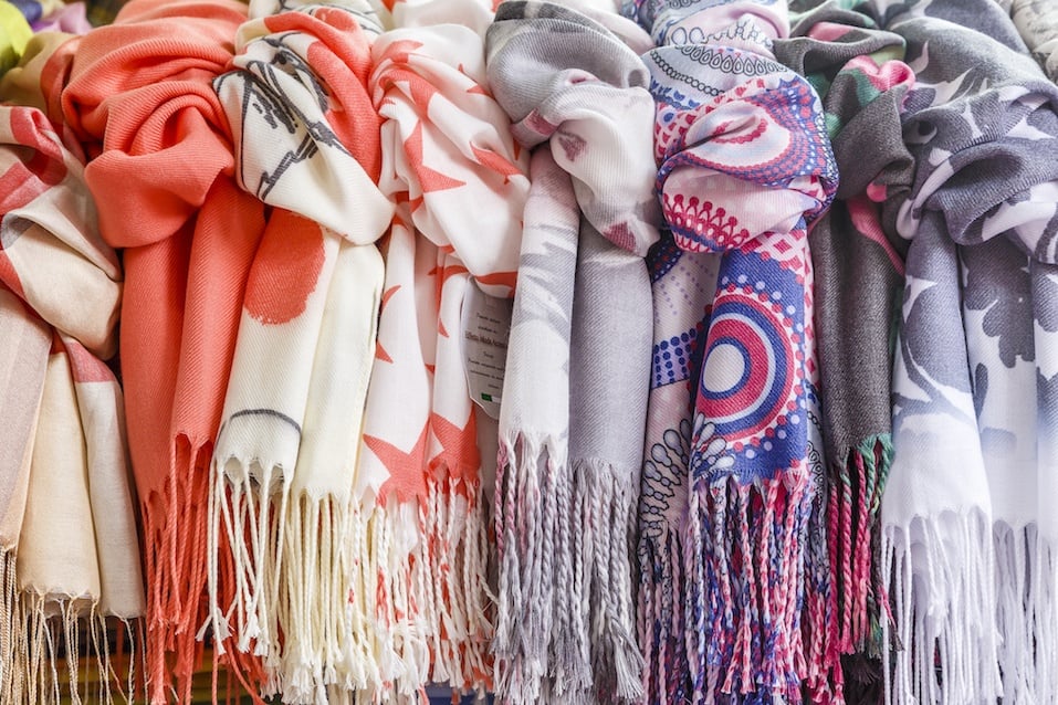 Multicolored scarves 