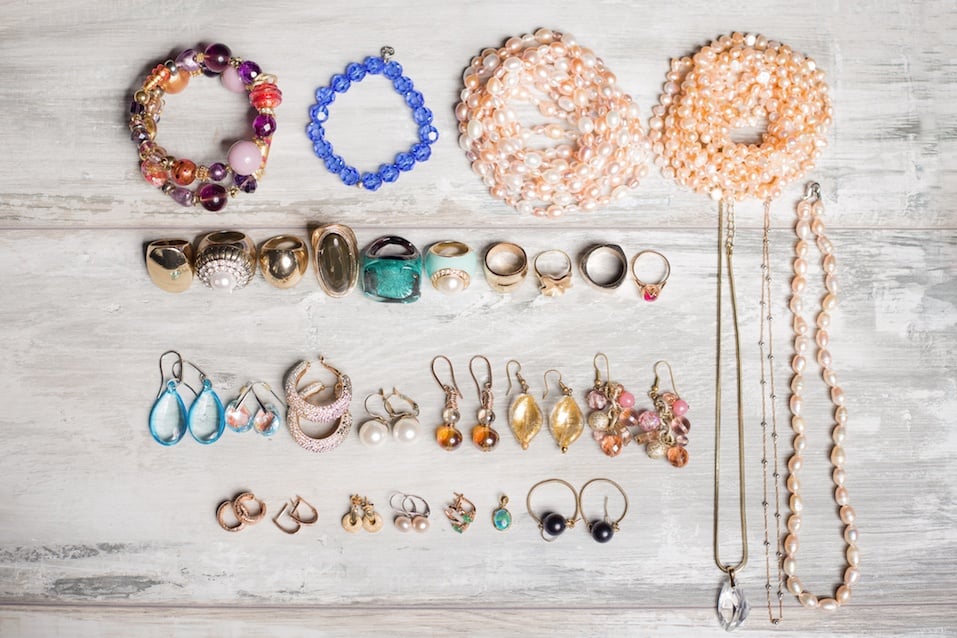 grouping of organized jewelry