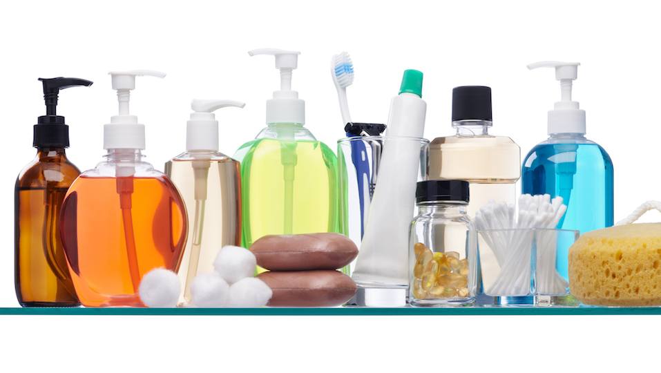 Soap dispensers, cotton swabs and other toiletries