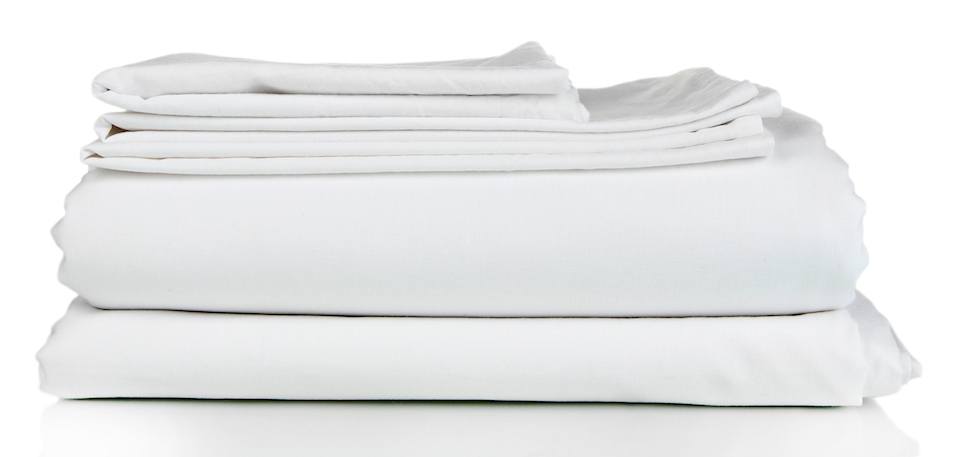Stack of clean bedding sheets