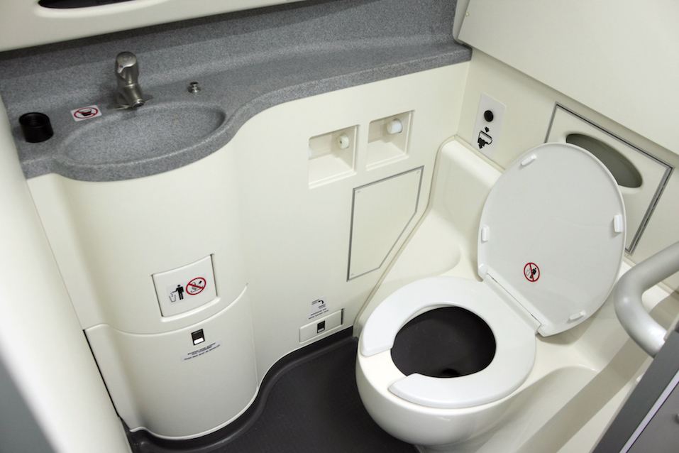 Toilet on board an airplane