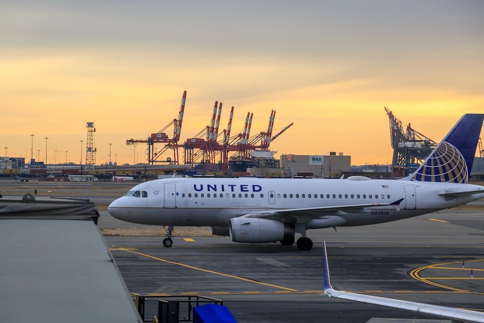 United airplane in the Newark airport