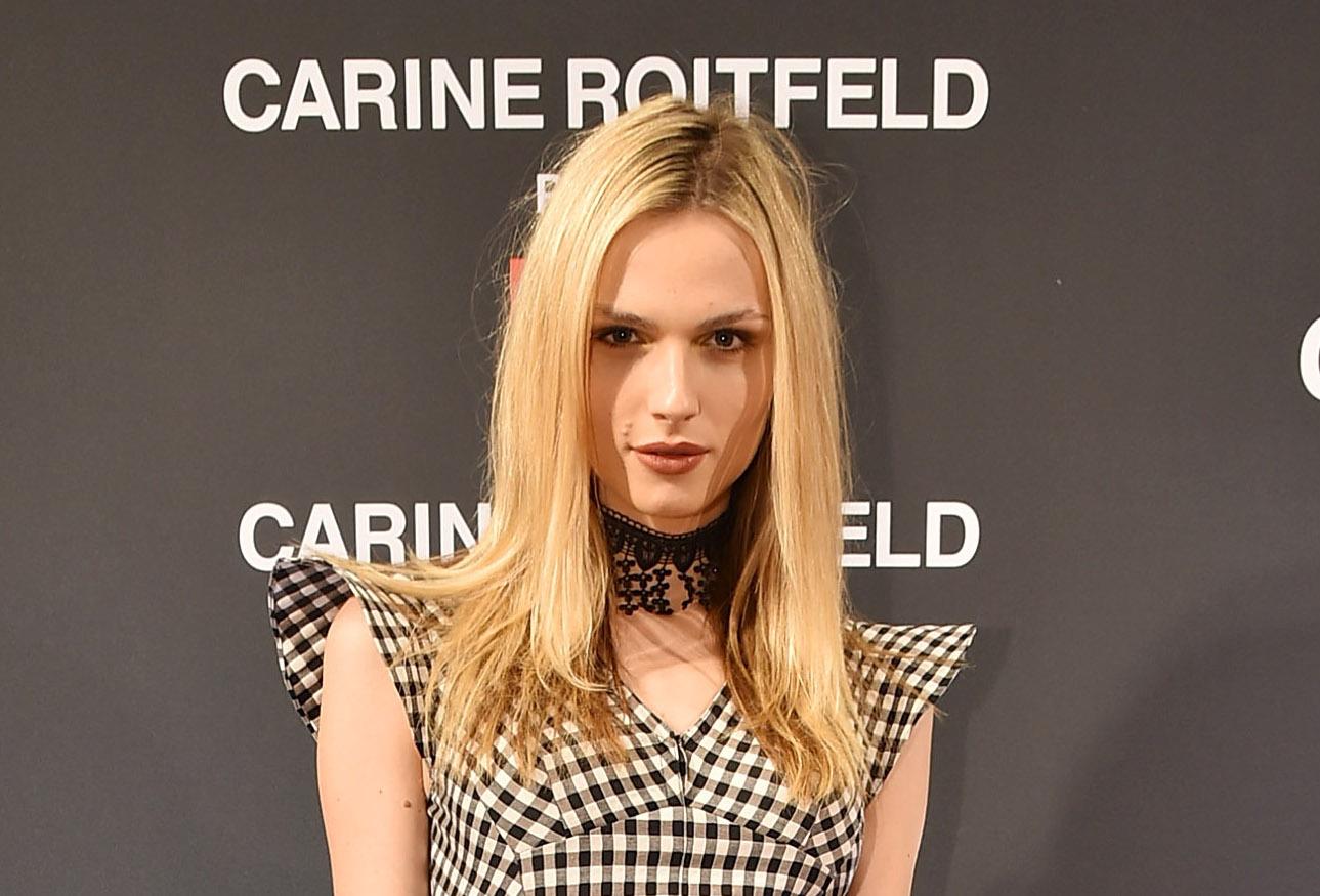 Model Andrej Pejic at the UNIQLO Fall/Winter 2016 Carine Roitfeld Collection Launch.