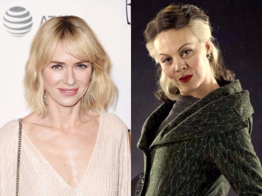 Naomi Watts on the red carpet and Narcissa Malfoy from Harry Potter