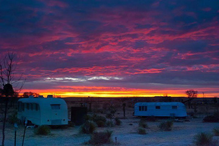 desert camping at sunset