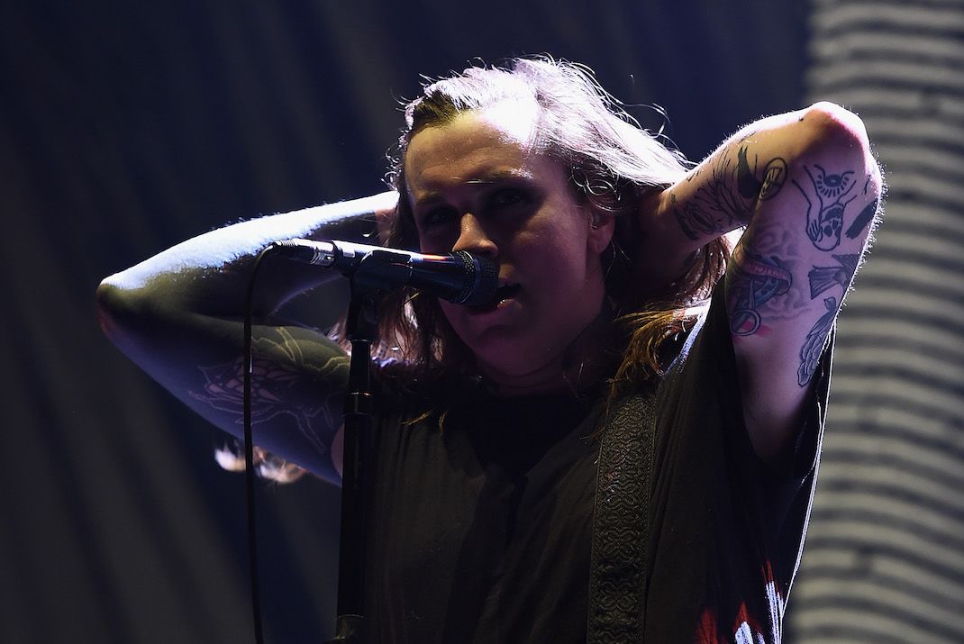 Against Me! singer Laura Jane Grace performing at Green Day In Concert - Brooklyn, NY.