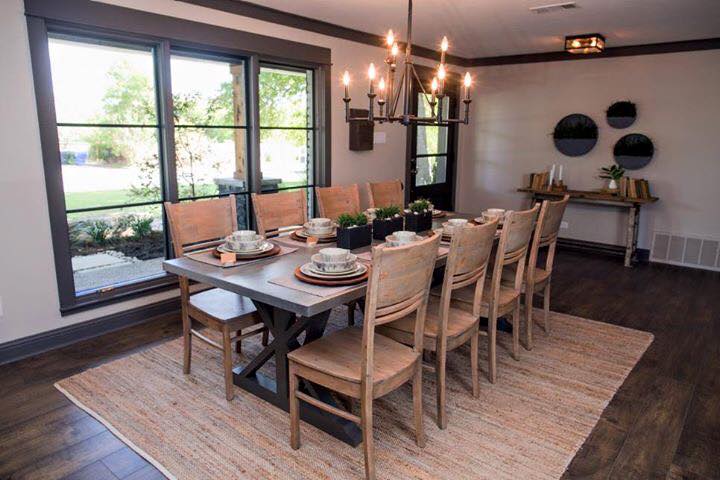 dining room with natural fiber rug
