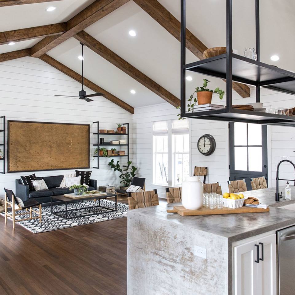 kitchen opens into living room