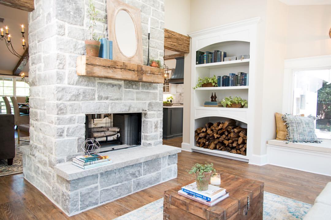 fireplace with few decorations