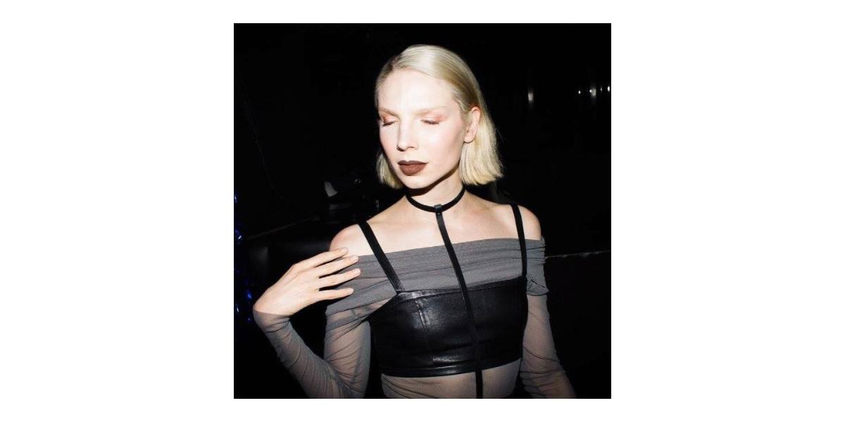 An image from Valentijn De Hingh's Instagram shows the model posing with her eyes closed.