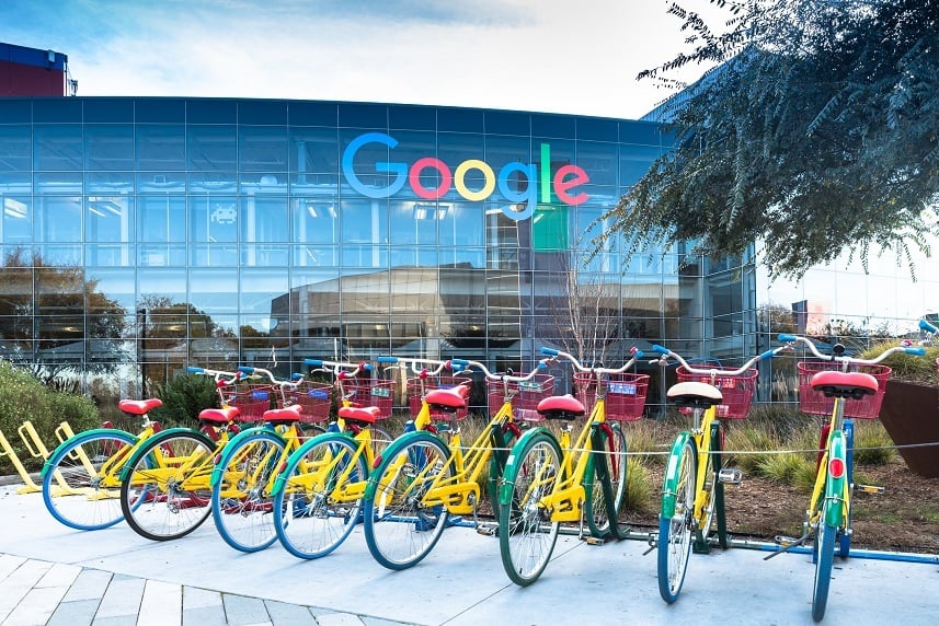 Google Headquarters with biked on foreground