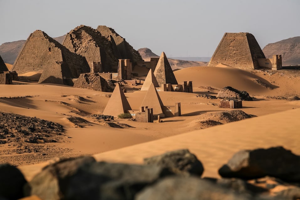 Meroe pyramids in the sahara desert Sudan
